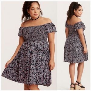Torrid off the shoulder floral dress